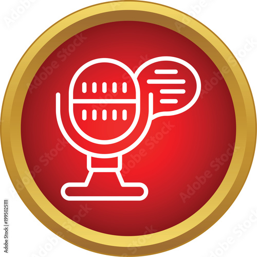Microphone recording audio and transmitting voice or speech communication as a modern icon