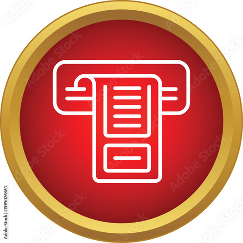 Atm machine dispensing a financial receipt for a banking transaction icon