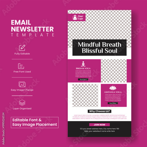 Yoga and meditation email newsletter template for fitness coaches wellness influencers modern mobile app UI UX design spa branding minimal marketing website ui Interface layout landing design