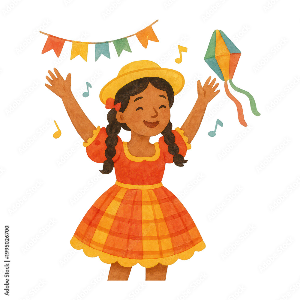 Fototapeta premium PNG Joyful girl celebrating festival outdoors.