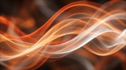 Dynamic abstract background with flowing light waves in orange and white gradient, smooth energy motion, modern luminous design, high detail, no logos