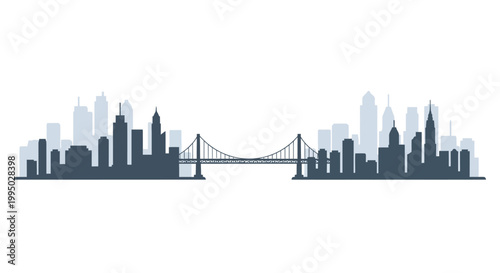 San francisco skyline featuring the golden gate bridge in silhouette