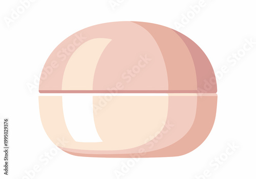A clean vector illustration of a rounded cosmetic cream jar in a pale pink hue, isolated on a white background, representing skincare product packaging