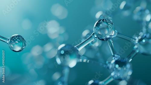 Futuristische Molekülstruktur mit Glas-Atomen – Wissenschaft, Chemie und Technologie Hintergrund