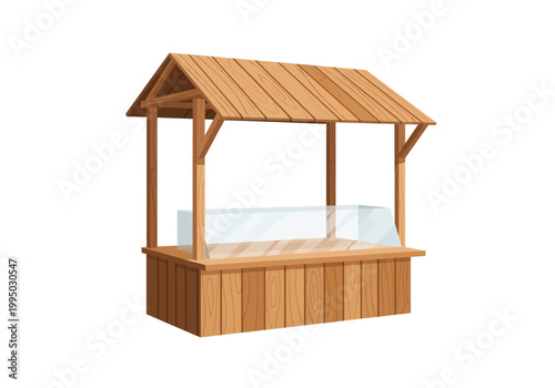 Vector illustration of a charming wooden stall, perfect for displaying flowers and market goods