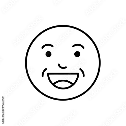 Laughing happy face emoji line icon, happy cheerful person vector illustration.