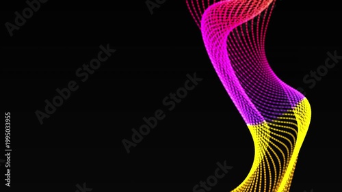 Vibrant pink and yellow abstract particle waves seamless loop background