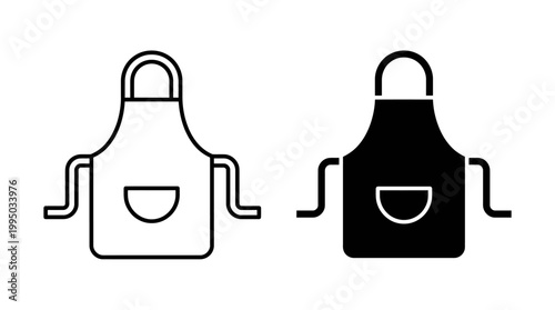 "Apron Vector Illustration Set | Black Silhouette and White Outline Kitchen Aprons | Cooking Attire Vector Graphic for Logo, Icon, Culinary Design, and Creative Projects"