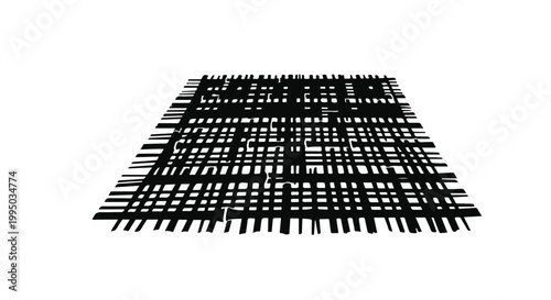 black metal grate on white background, industrial grid pattern