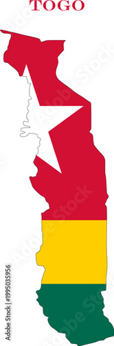 Togo Map Flag West Africa National Vector Outline Country Art