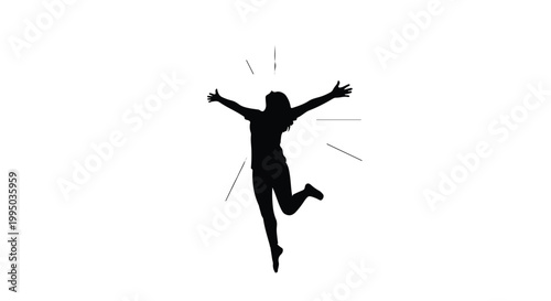 happy person jumping in the air with arms outstretched