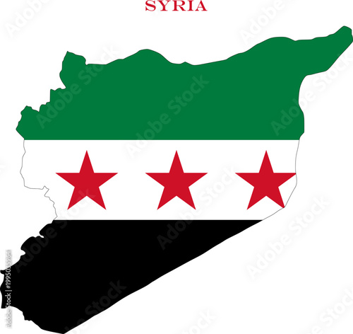 Syria Map Flag Middle East National Vector Outline Country Art