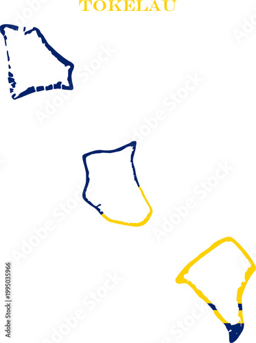 Tokelau Map Flag Oceania Territory Vector Outline Atolls Art