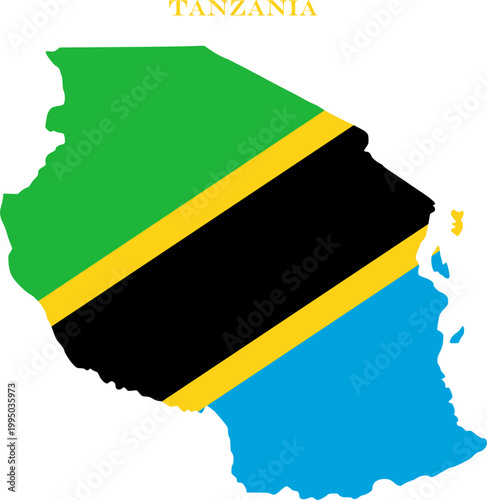 Tanzania Map Flag East African National Vector Outline Country Art