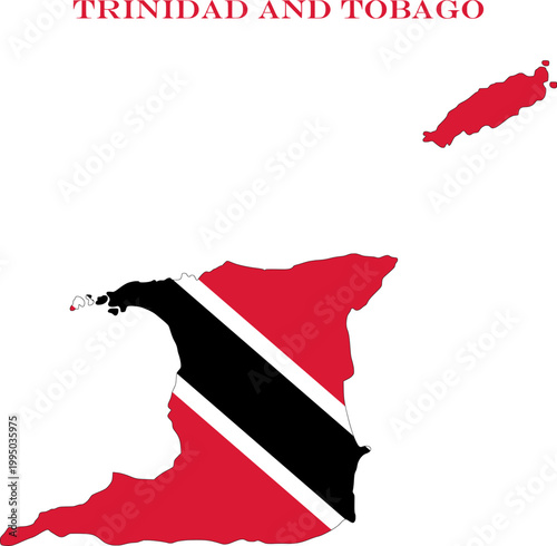 Trinidad and Tobago Map Flag Caribbean National Vector Outline Art