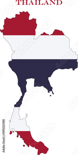 Thailand Map Flag South East Asia National Vector Outline Country