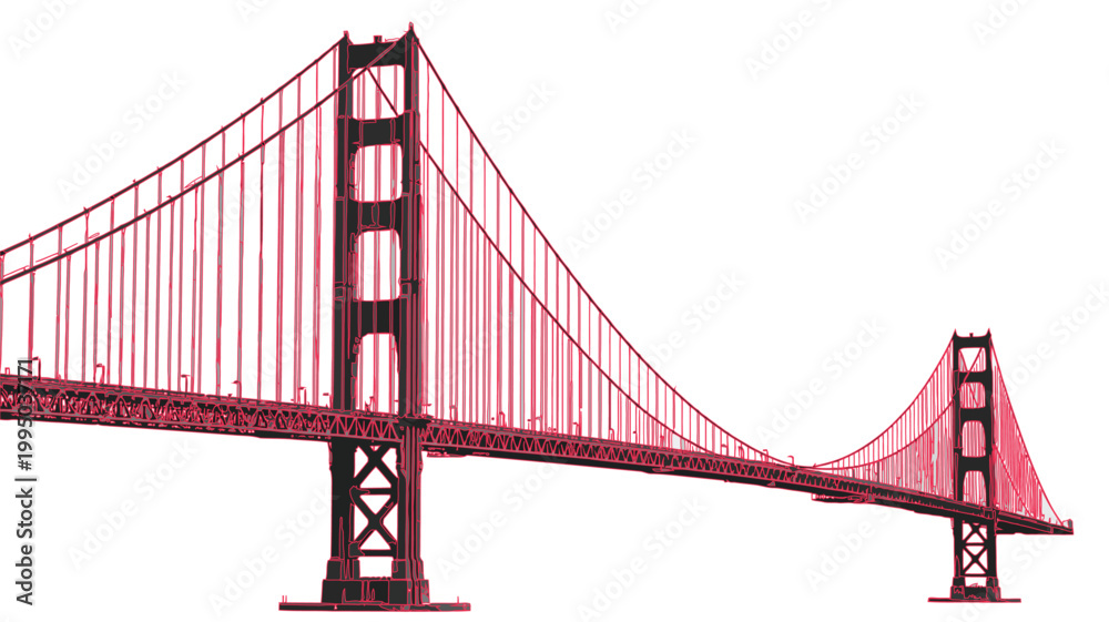 Fototapeta premium Golden Gate Bridge Illustration Isolated on White Background