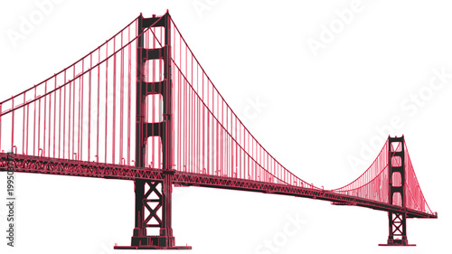 Golden Gate Bridge Illustration Isolated on White Background