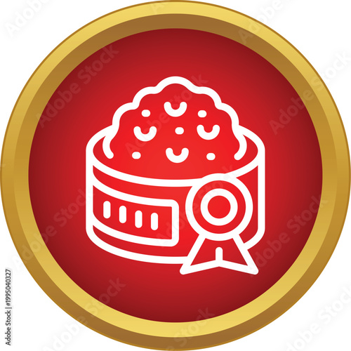 Caviar can with an award ribbon, symbolizing premium quality and fine dining