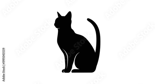 Obraz na plátně A sleek black silhouette of a cat in a seated position