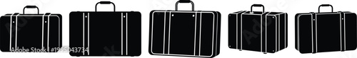 Travel Suitcase Vector Icon Silhouette set