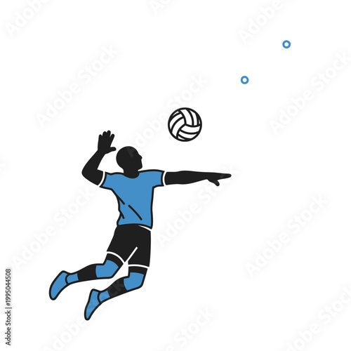 Man playing volleyball in mid-air.