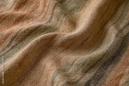 A rustic-style woven fabric background with colorful, wavy-striped fabric folds