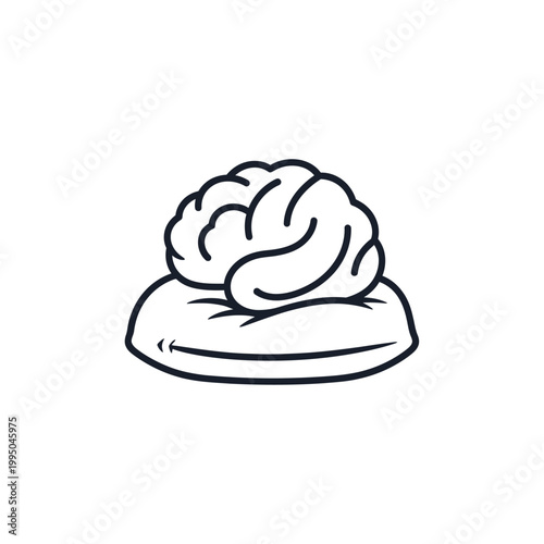 Brain on a pillow illustration.