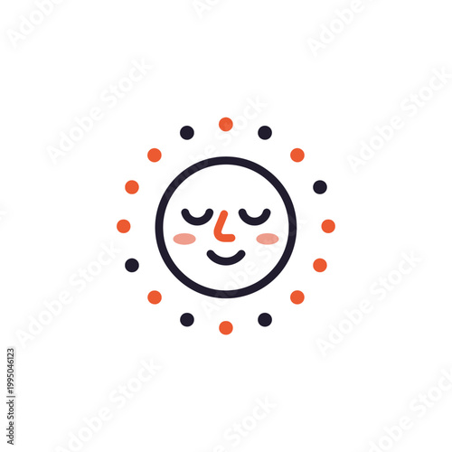 A smiling sun icon with rosy cheeks.