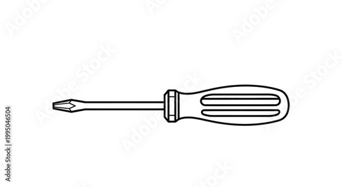 Schilderij op canvas Simple flat lay illustration of a screwdriver on transparent background silhouet