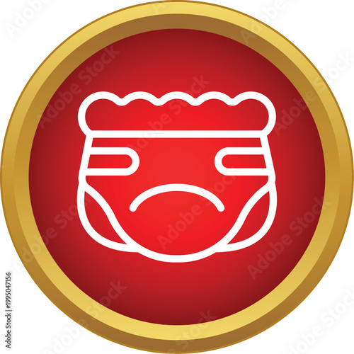Diaper icon on a red background symbolizing baby care, changing, and protection