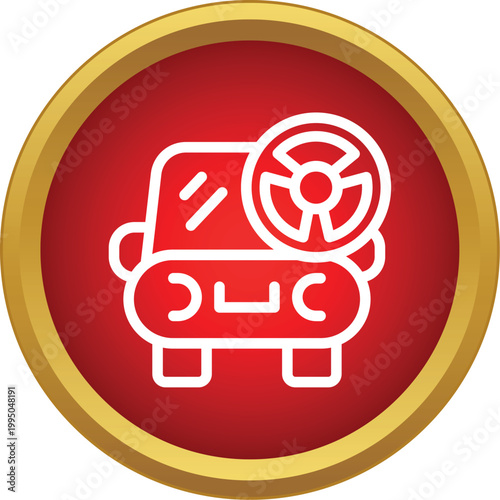 Car icon displaying a radioactive symbol, indicating potential hazard or toxic transport