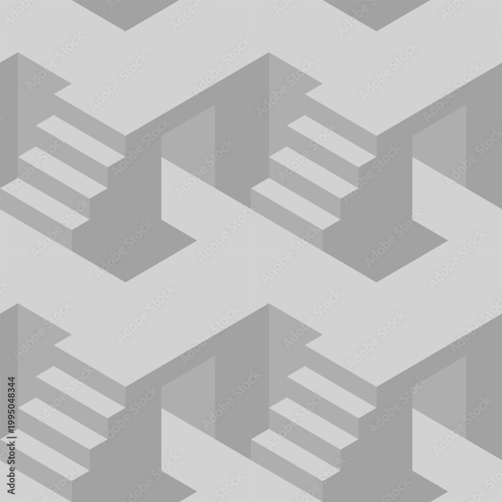 Fototapeta premium Seamless pattern with steps that creates an optical illusion.