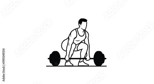 Man lifting barbell in a dynamic pose on transparent background silhouette