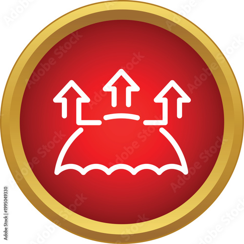 Water droplets are evaporating from a wavy surface in a digital icon