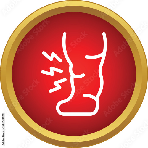 Leg showing pain and injury with lightning symbols