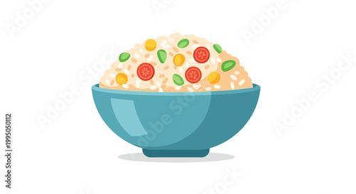 Healthy Rice Bowl with Vegetables - Flat Design