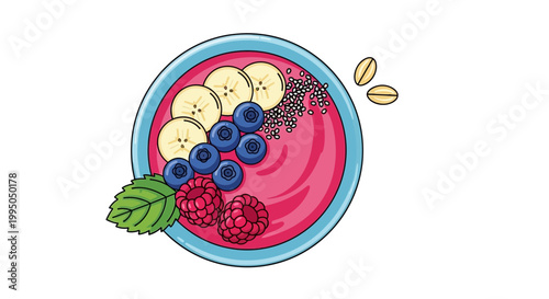 Healthy Smoothie Bowl with Berries, Banana, and Chia Seeds