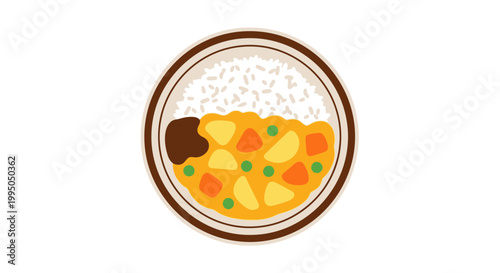 Japanese Curry Rice Bowl Illustration