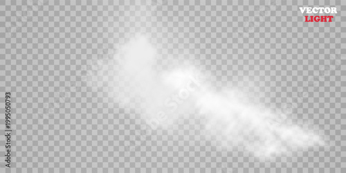 Fog or smoke isolated transparent special effect. White vector cloudiness, mist or smog background. Vector illustration