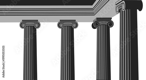 Classical architectural detail featuring corinthian columns and a pediment