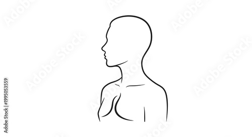 Simple line drawing of a human head and shoulders in profile