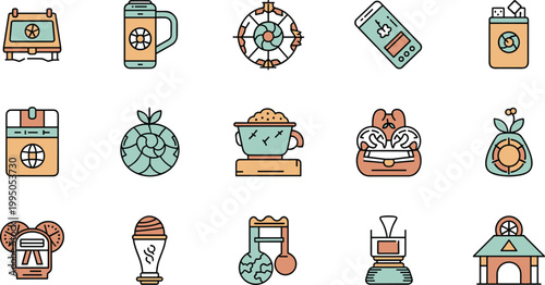 Sustainable lifestyle and eco product icons vector set with reusable containers plants recycling and zero waste elements for green living branding