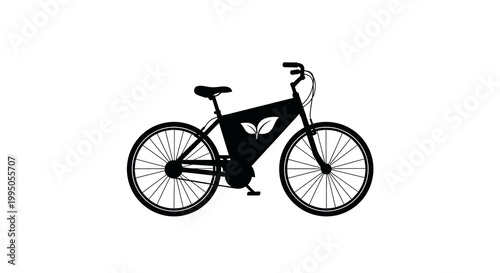 A striking silhouette of a modern electric bicycle with a leaf design