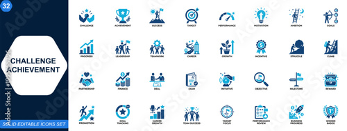 Foto Challenge and achievement icon set