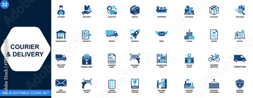 Foto Courier and delivery icon set