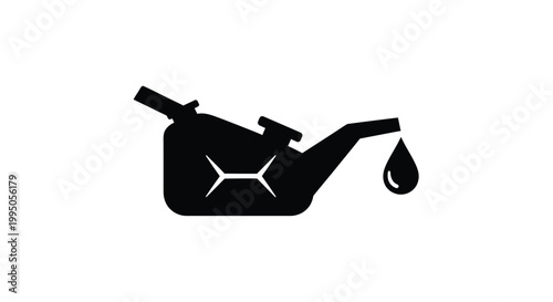 Simple oil can icon with dripping oil a striking silhouette on transparent background