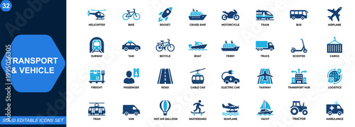 Tableau sur toile Transport and vehicle icon set