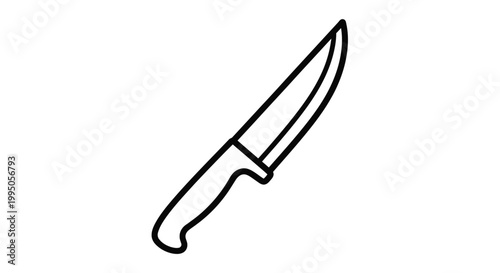 Black hunting knife illustration with a handle ideal for design on transparent background silhouette