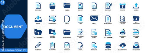 Obraz na płótnie Document and file management icon set